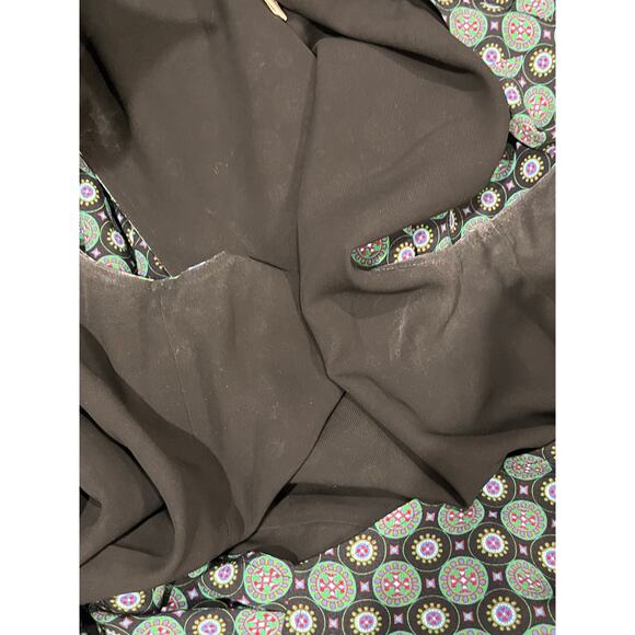 Tory Burch Logo Medallion Batik Print Ruffle Wrap Boho Green Blue Dress Sz 6 - Picture 7 of 8